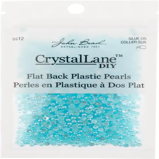 Crystal Lane DIY SS12(3mm) Plastic Pearl Flatback Rhinestones, 1850pcs Light Blue AB {3}
