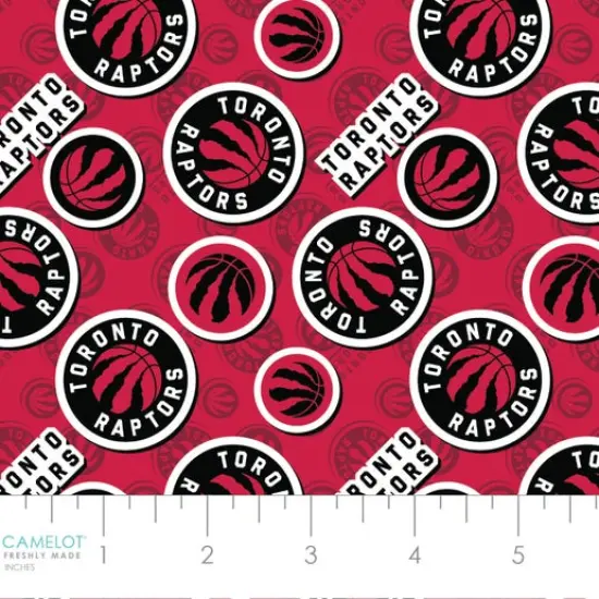NBA Licensed Toronto Raptors Toss Red Cotton Fabric by the Yard {1}