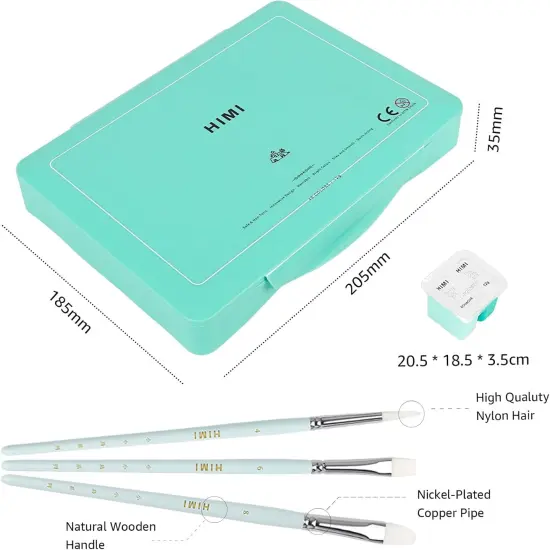 Gouache Paint Set, 48 Colors x 0.4oz, Twin Cup Jelly Design, bouns 3 Brushes & a Palette, Non-Toxic, Opaque Guache Paint for Canvas and Watercolor Paper - Perfect for Beginners, Students, Artists {3}