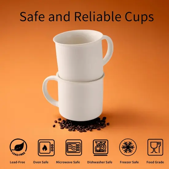 White Coffee Mugs Set of 4, 12 Ounce Coffee Mugs with Handles {2}