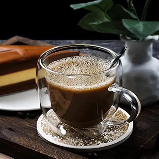 4 Pack Double Walled Coffee Cups Glasses Mugs 12oz {5}