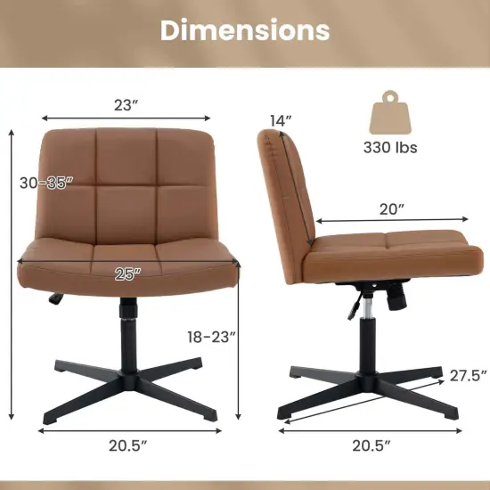 Costway Criss Cross Chair Cross-legged Office Chair with Oversized U-shaped Seat No Wheels Beige/Brown/Gray {3}