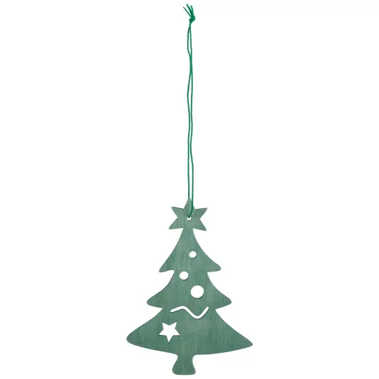 Northlight Wooden Cut Out Christmas Tree Ornament - 4.75" Teal Green {3}