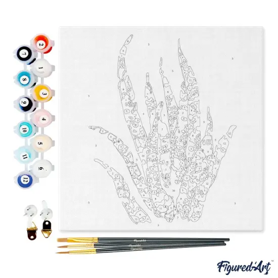 Figured'Art Mini Paint by Numbers Kit for Adults with Frame Abstract Aloe Vera Plant Small format 8"x8" - Craft Art Painting DIY Canvas Already Stretched on a Wooden Frame {4}