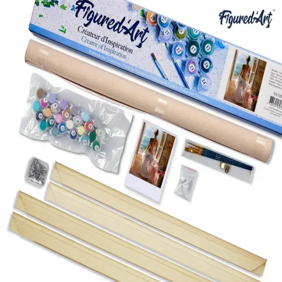 Figured'Art Paint by Numbers Kit for Adults Naked woman and Sun 16"x20" - Craft Art Painting Rolled Canvas with DIY wooden frame {5}