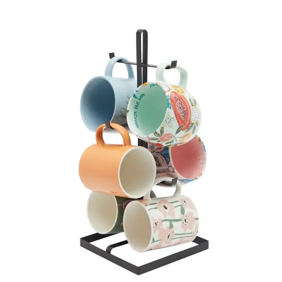 Metal Coffee Mug Holder for Countertop, Holds 6 Cups (Black, 15.45 In) {1}