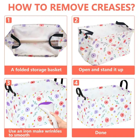 Rectangle Flower Patter Toy Bin Valentine's Day Gift Waterproof storage organizer for Nursery Hamper Home decor Closet Kids Bedroom Laundry Baby Gift Shelf Baskets {3}