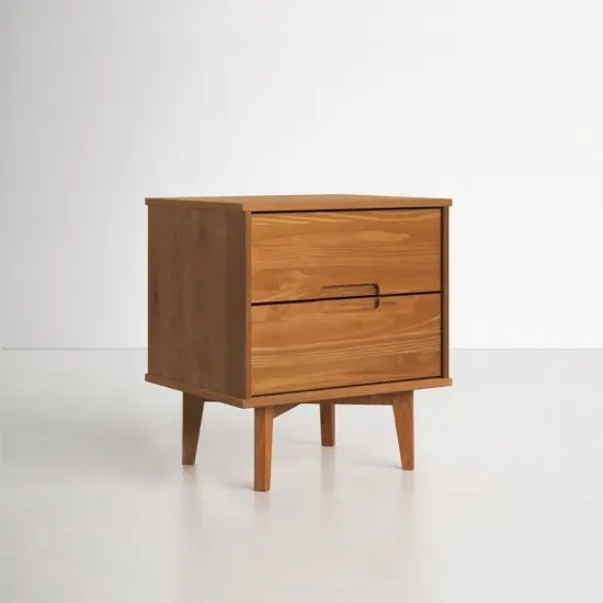 Farm House 2 Drawer Solid Wood Nightstand Medium Walnut {6}