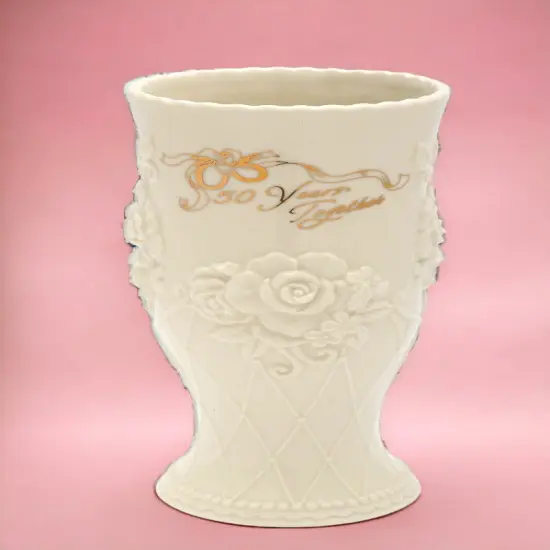 Ceramic 50th Anniversary Flower Vase, Anniversary D&eacute;cor or Gift {2}