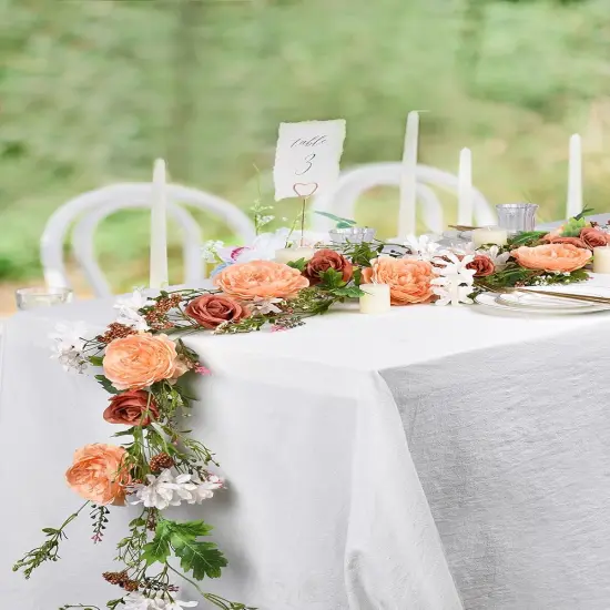2Pcs Artificial Peony Flower Garland - 6ft/Strand - Orange {2}