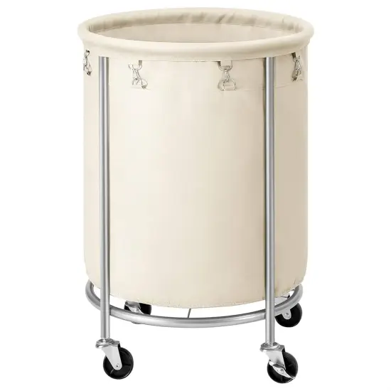 45-Gallon Laundry Hamper with Rolling Wheels and Powder-Coated Frame Included Fabric Bag Grey {6}