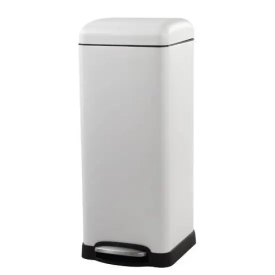 Stainless Steel Retro Step-On Trash Can with Liner 8 Gallon White {1}