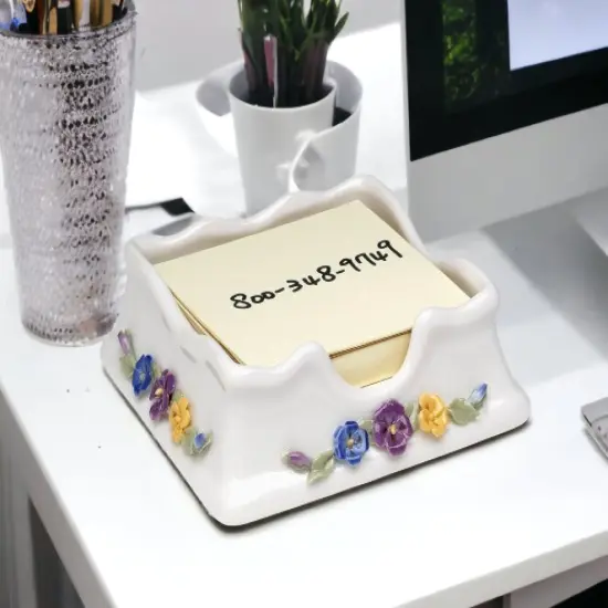 Ceramic Pansy Flower Post-It Holder, Home D&eacute;cor, Gift for Her, Gift for Coworker, Gift for Mom, Kitchen D&eacute;cor, Office Decor {1}