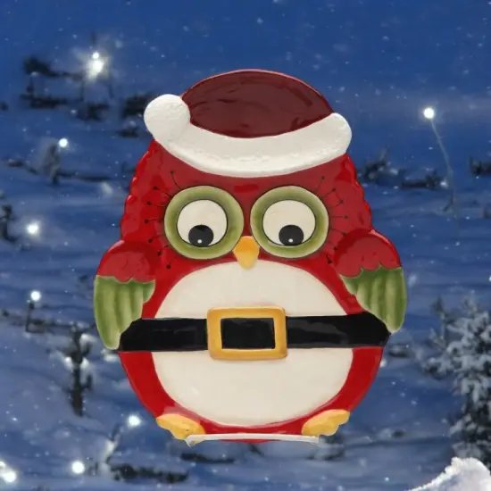 Ceramic Christmas Owl: Chip & Dip, Christmas Decor, Gift for Her {2}