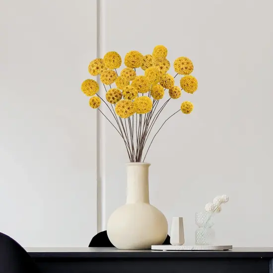 24 PCS 18&rdquo; Dried Craspedia Billy Balls Flowers - Yellow {2}