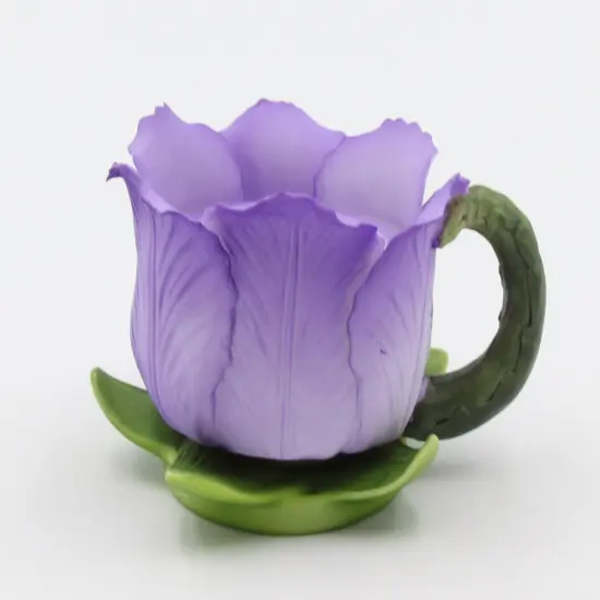 Ceramic Purple Tulip Flower Votive Candle Holder, Gift for Her, Gift for Mom, Home Decor {2}