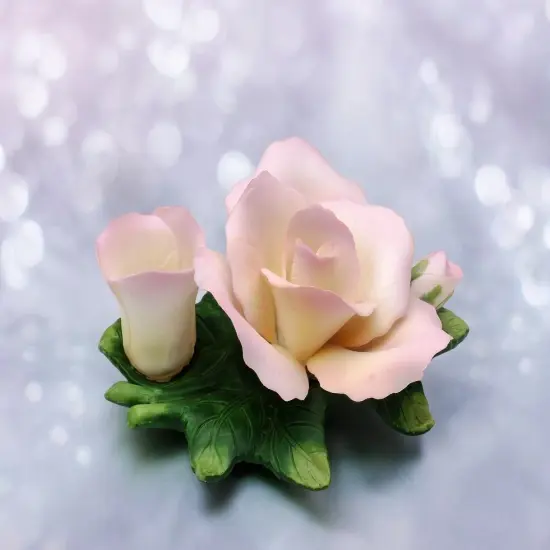 Ceramic Rose Flower with Bud Candle Holder, Wedding Decor, Romantic Dinner Decor, Gift for Her, Gift for Mom {1}
