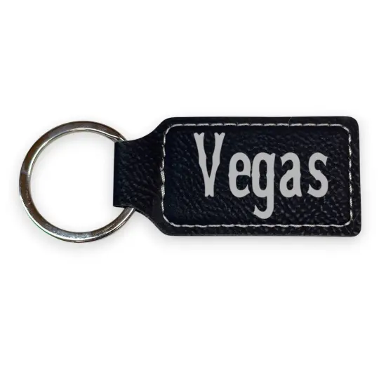 Keychain - Rectangle - Vegas - Leather Rawhide/Black {3}