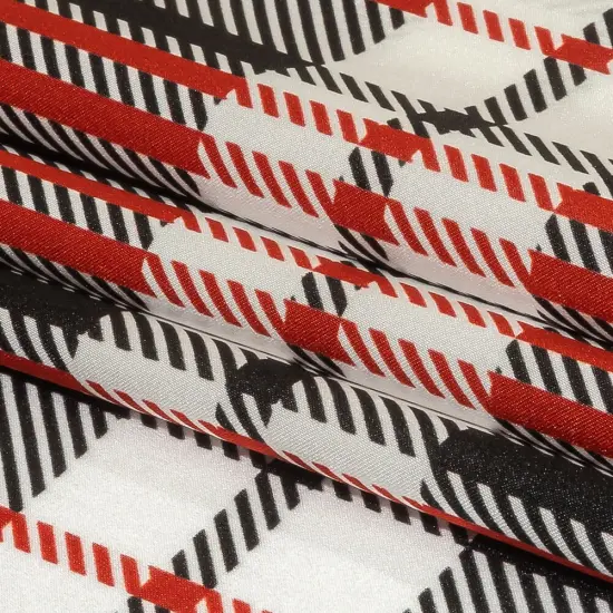 1 Yard Balenciaga Italian Red, Black and White Plaid Silk Charmeuse Designer Luxury 55 inch Width {4}