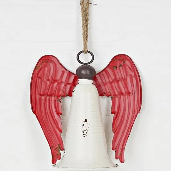 Distressed Metal Angel Bell | Rustic Christmas Decor-M10825 {2}