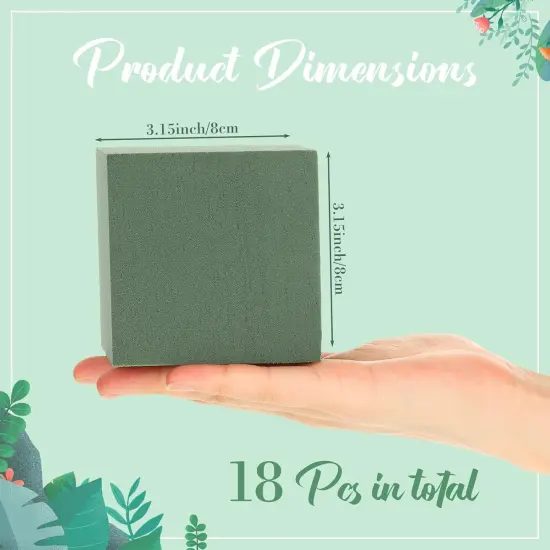 18 Pcs Floral Foam Blocks 3.15" Dry and Wet Flower Blocks for Artificial and Fresh Flowers Green Foam for Flower Arrangements Plant Florist Bricks for Wedding Mother's Day Summer Party Decor {2}