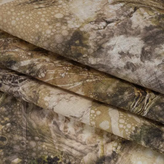 1 Yard Yellow Red Dark Green Linen Fabric Medium Weight Nature Print 58 inch Width {4}