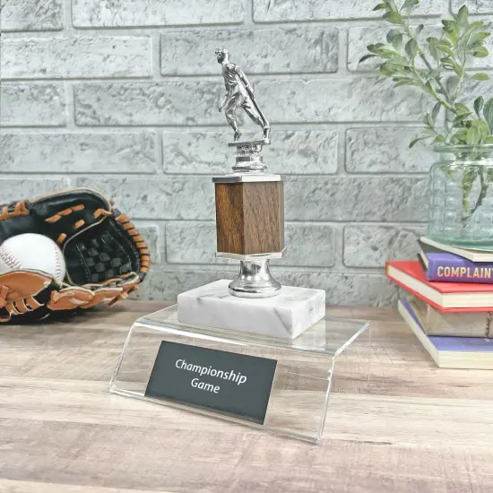 Plymor Clear Acrylic Sign-Holder Display Riser, 1.75" H x 6" W x 4.25" D (1/8" thick) (1.5" x 6" Sign) {3}