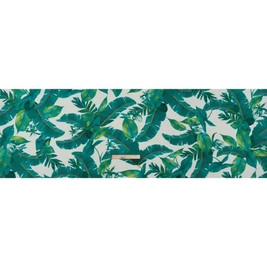 1 Yard Green, Lime and Pink Tropical Leaves Stretch Rayon Jersey Fabric 61 inch Width {3}