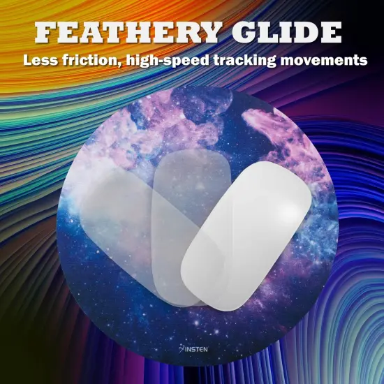 Insten Nebula Galaxy Mouse Pad Round, Non Slip Rubber Base, Smooth Surface Mat, For Home Office Gaming, Purple {2}