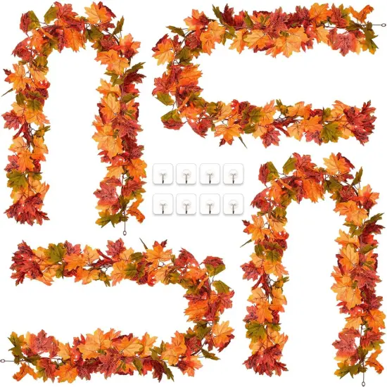 4 Pack Fall Garland Maple Leaf, Hanging Vine Garland Artificial {1}