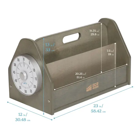 Double-Sided Book Caddy with Countdown Timer, Portable Library Grey Wash {2}