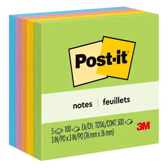 Notes, 3 in x 3 in, Floral Fantasy Collection, 100 Sheets/Pad, 5 Pads/Pack {1}