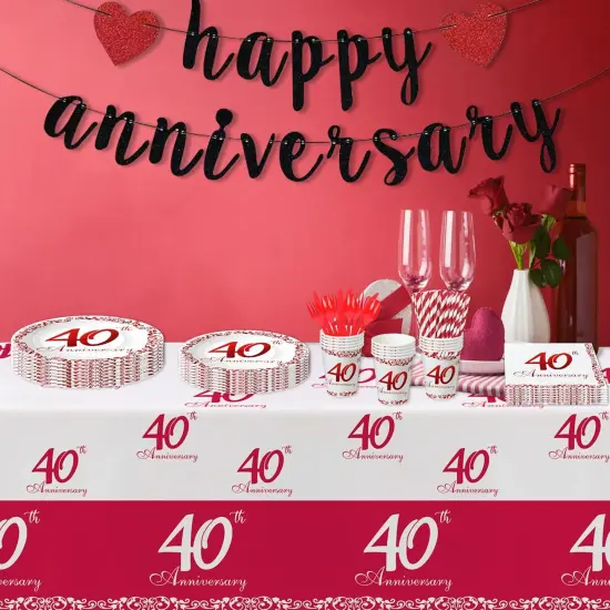 40th Anniversary Decorations Party Tableware - Ruby {3}