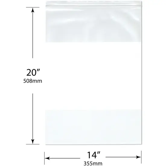 Plymor 14" x 20" (Pack of 100), 4 Mil Heavy Duty White-Block Zipper Reclosable Plastic Bags {3}