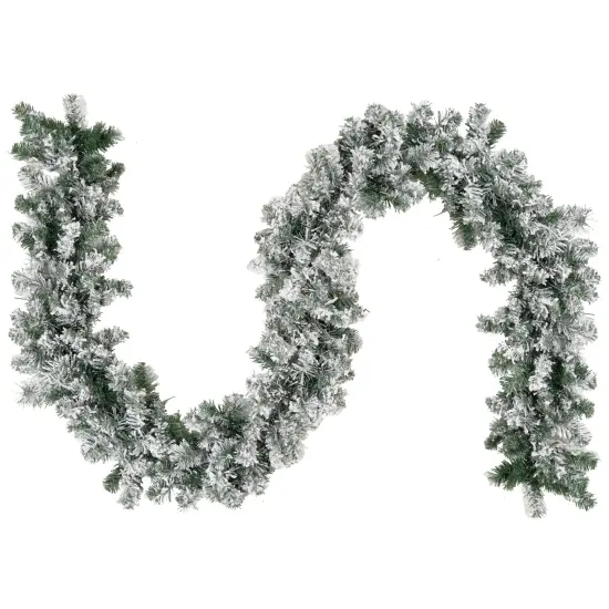 Northlight Flocked Madison Pine Artificial Christmas Garland - 9' x 10" - Unlit Green {3}