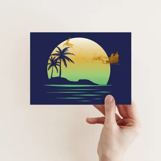 Tropical Christmas Greeting Cards Boxed Set – 24 Holiday Notecards Featuring Sunset and Palm Tree Designs, Perfect for Beachy and Unique Festive Wishes {4}
