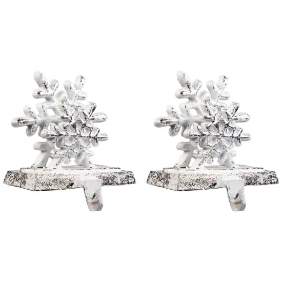 Northlight Double Snowflake Christmas Stocking Holders - 4.75" - Silver - Set of 2 {5}