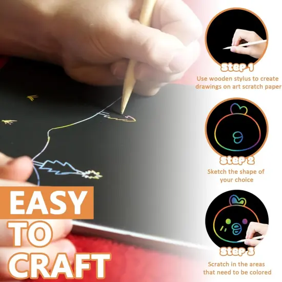 50 PCS Rainbow Scratch Paper Scratch Off Art Crafts {3}