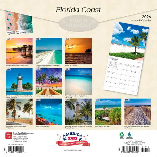 Florida Coast | 2026 12 x 24 Inch (Hanging) Monthly Square Wall Calendar | Plastic-Free {2}