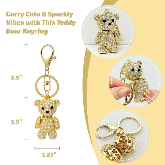 Wrapables Crystal Bling Keychain, Keyring Purse Handbag Pendant Charm, Teddy Bear {2}