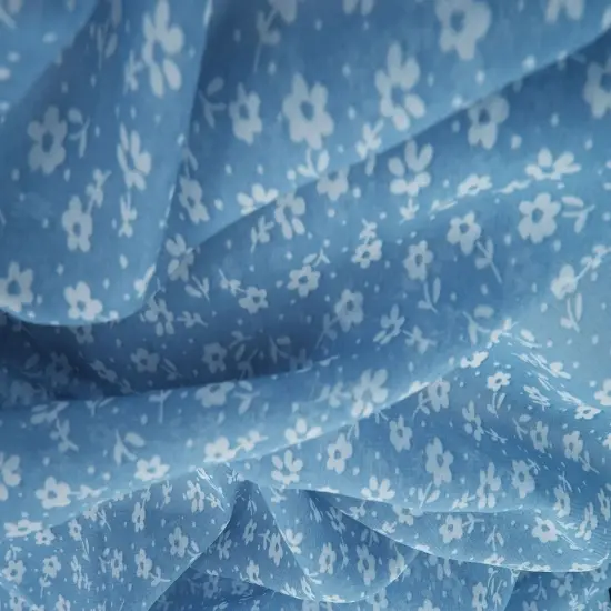 1 Yard High Multi Chiffon Ditsy Floral Print Woven Fabric Sheer Lightweight 57/58" Width BLUE {2}