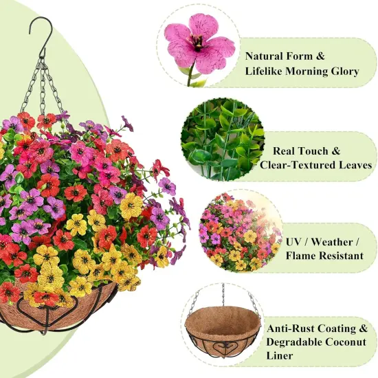 Artificial Hanging Flowers with Basket (Colorful) {4}