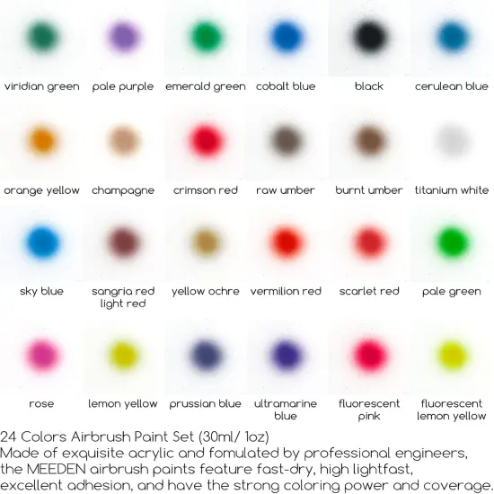 Airbrush Paint Set - 24 Colors x 30ml Acrylic Airbrush Paint {2}