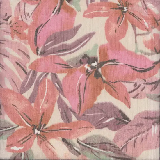 1 Yard Hi Multi Chiffon Big Flower Floral Print Fabric, 57/58&Prime; Wide 100% Polyester SAND/RUST {5}