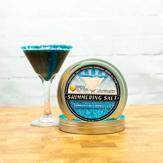 Brew Glitter - Shimmering Blue Rimming Salt (4oz, 1x Bar Tin) Edible Glitter Blended Cocktail Garnish for Mixed Drinks and Beverages {5}