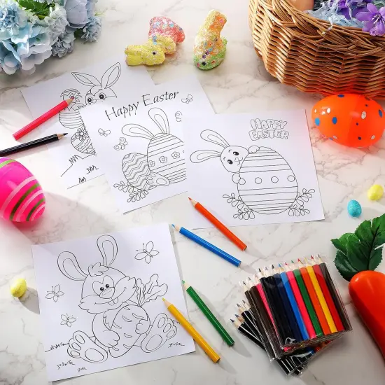 20 Sets Easter Activity for Kids 20 Pcs Easter Coloring Page with 20 Pack Coloring Pencils and Organza Bags {5}