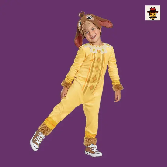 Kids Classic Disney Wish Valentino Costume, Yellow Jumpsuit Faux Fur Goat Headpiece {2}