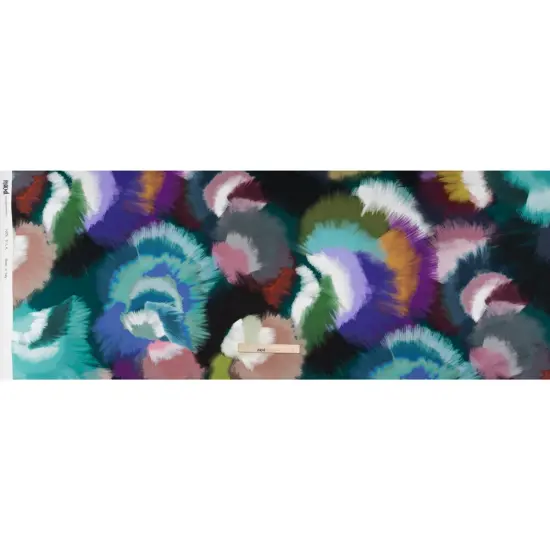 1 Yard Silk Charmeuse Painted Burst Print Italian Made Teal, Pink & Blue 53 Inches Width {4}