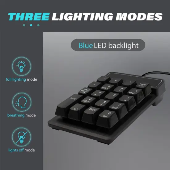 Insten USB Numeric Keypad, Portable Mini Wired Numpad, 19 Keys Accounting Number Keyboard Extension, For Laptop Desktop Computer PC, Black {4}