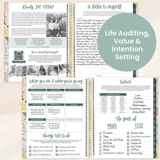 bloom daily planners 2025-26 Academic Planner Vision Planner, 7.5" x 9", Garden Party, Beige {6}